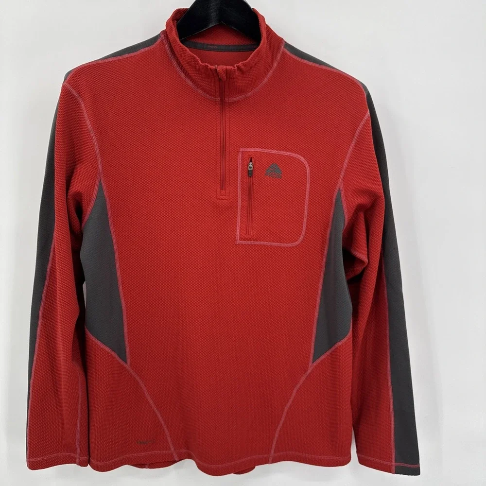 Nike‎ ACG VTG Sweater Mens Large Red Gray  Lightweight 1/4 Zip Pullover Outdoor